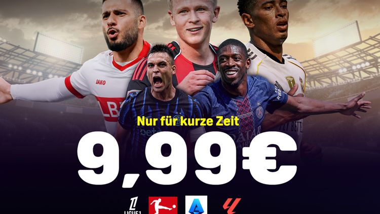 Banner DAZN Angebot Oktober 2025 9,99 Euro Fußball