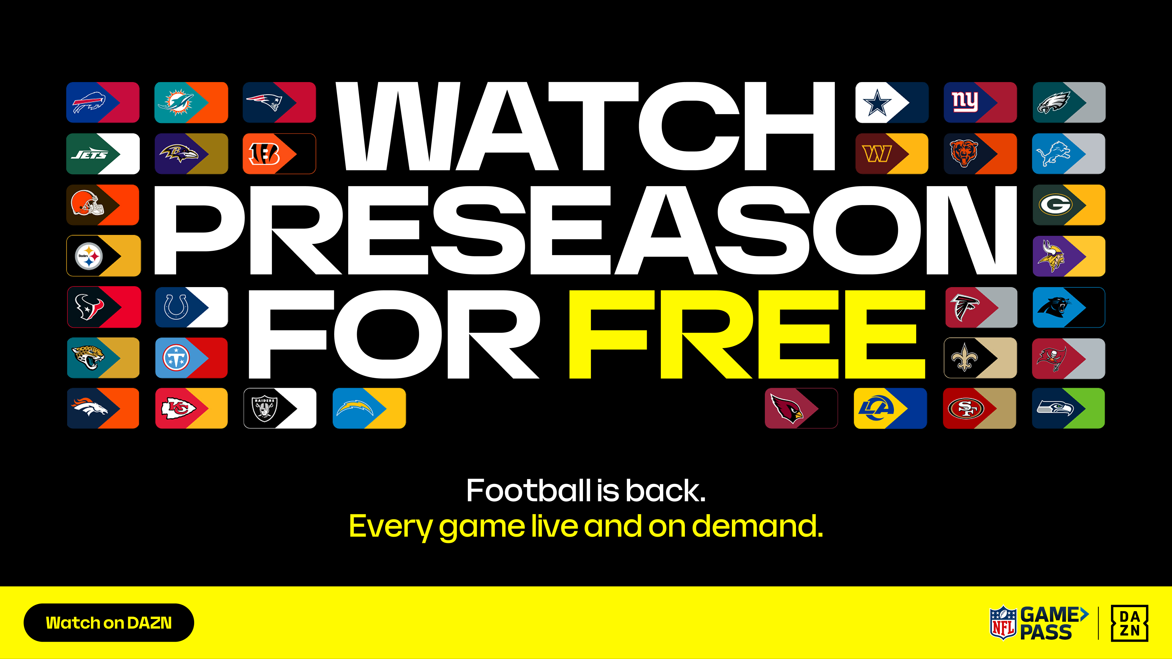 NFL Game Pass preseason creative - UK