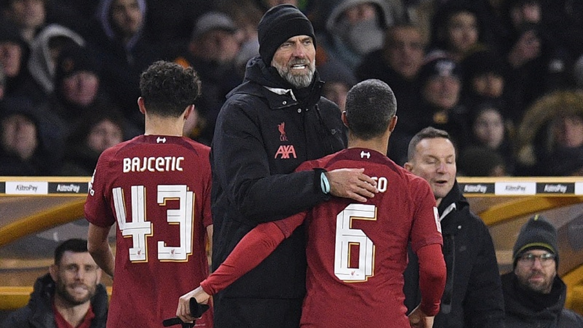 20230117-Liverpool-Jurgen-Klopp-Thiago-Alcantara-Stefan-Bajcetic