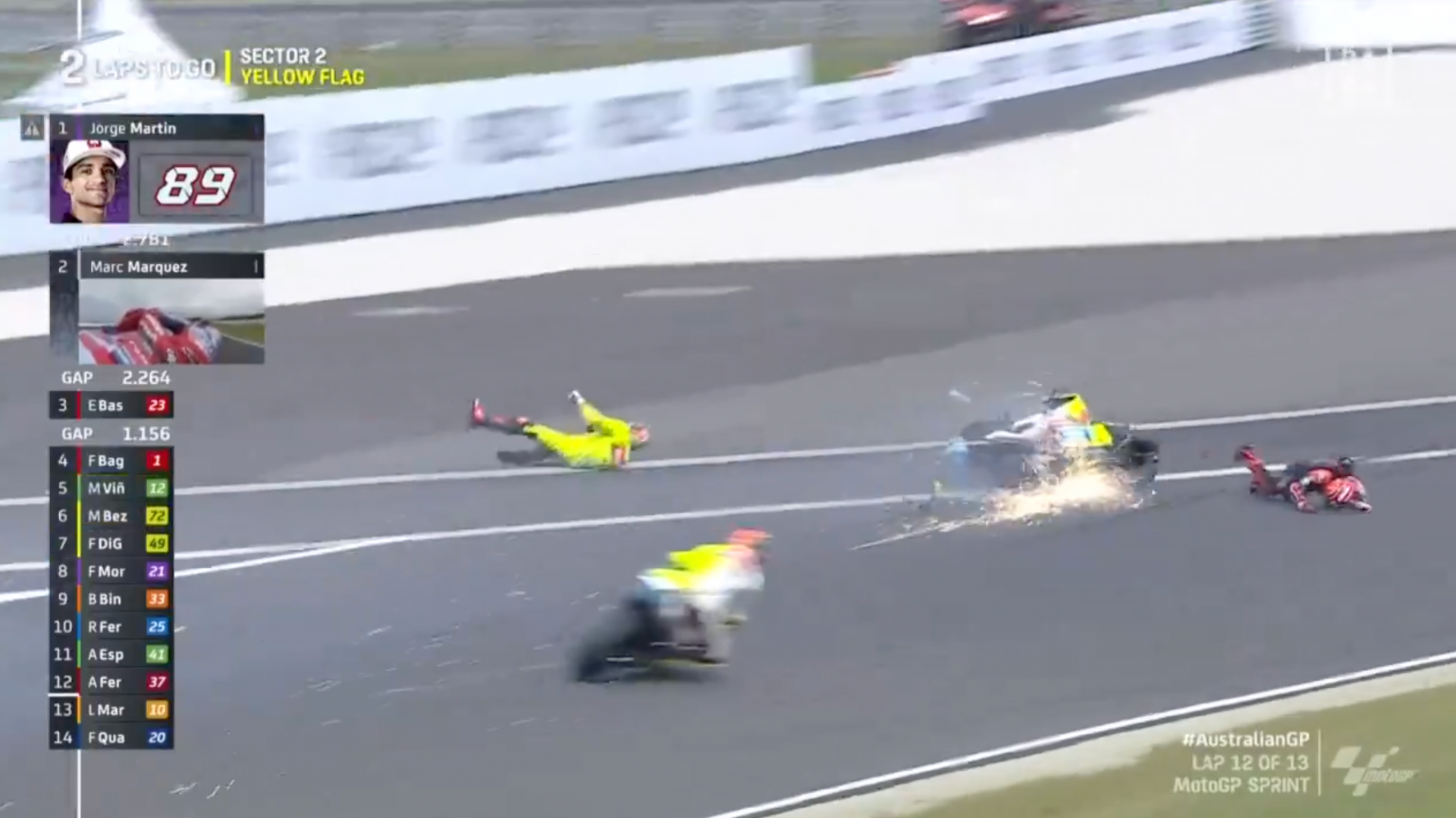 Maverick Viñales, Marco Bezzecchi, Accidente