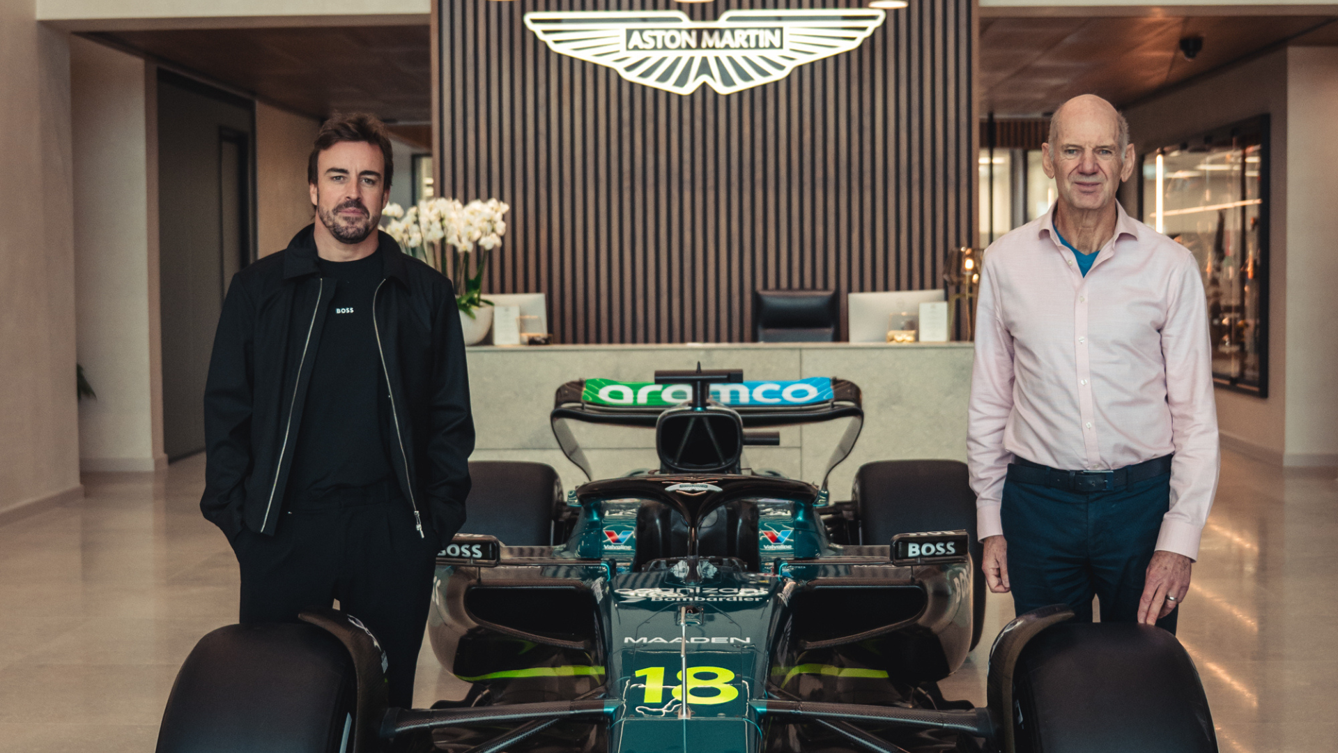 Fernando Alonso Adrian Newey Aston Martin F1 2025