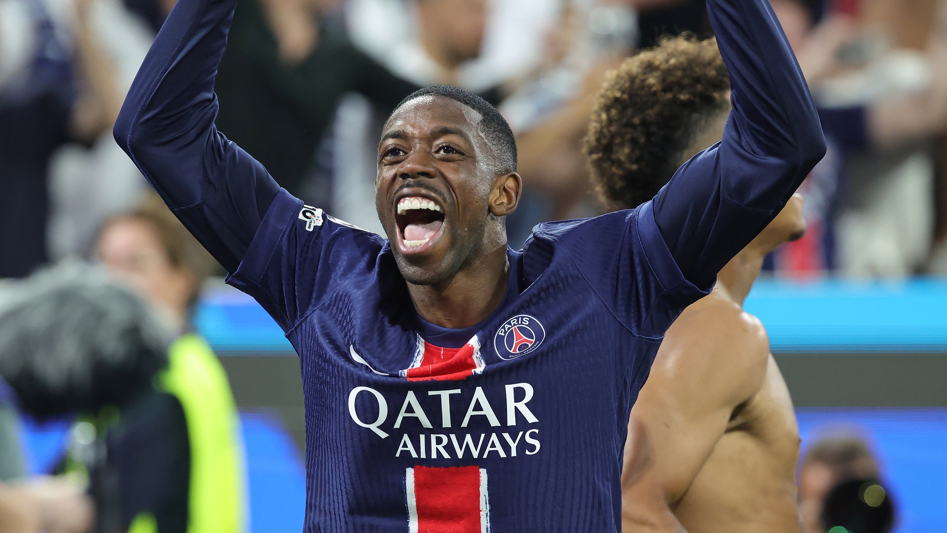 Dembélé esulta in finale di Champions