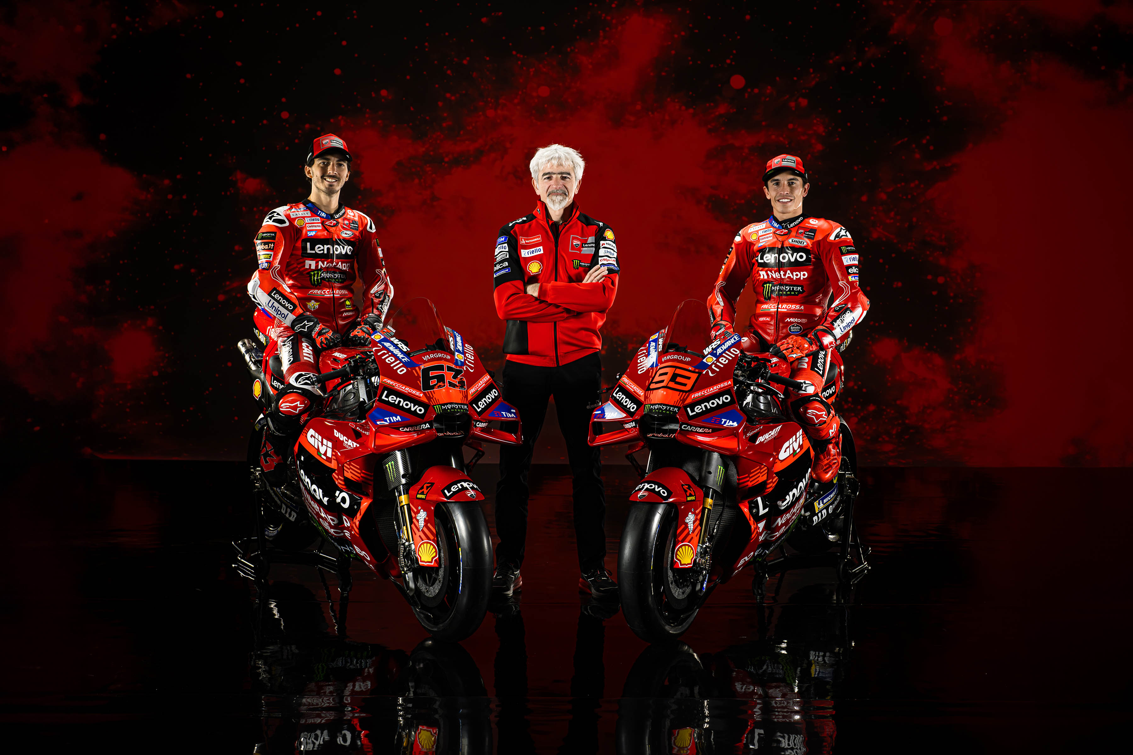 Gigi Dall'Igna, Pecco Bagnaia, Marc Márquez, Ducati Lenovo Team, MotoGP