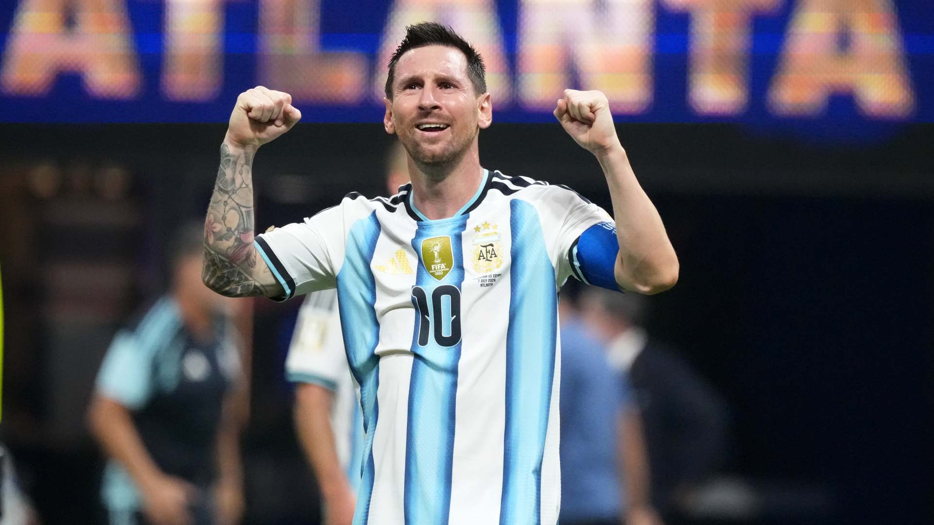 Messi esulta durante il Mondiale
