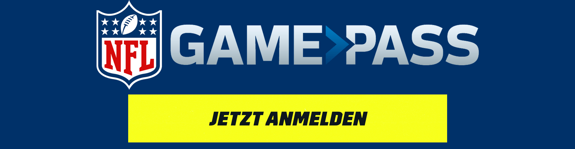 NFL Game Pass Banner Button Jetzt anmelden