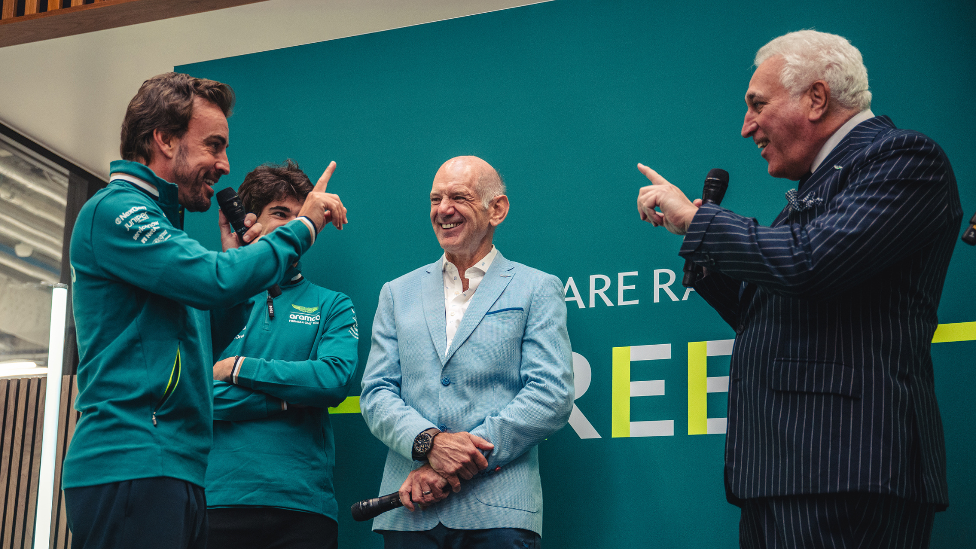 Fernando Alonso Adrian Newey Stroll Aston MartinF1