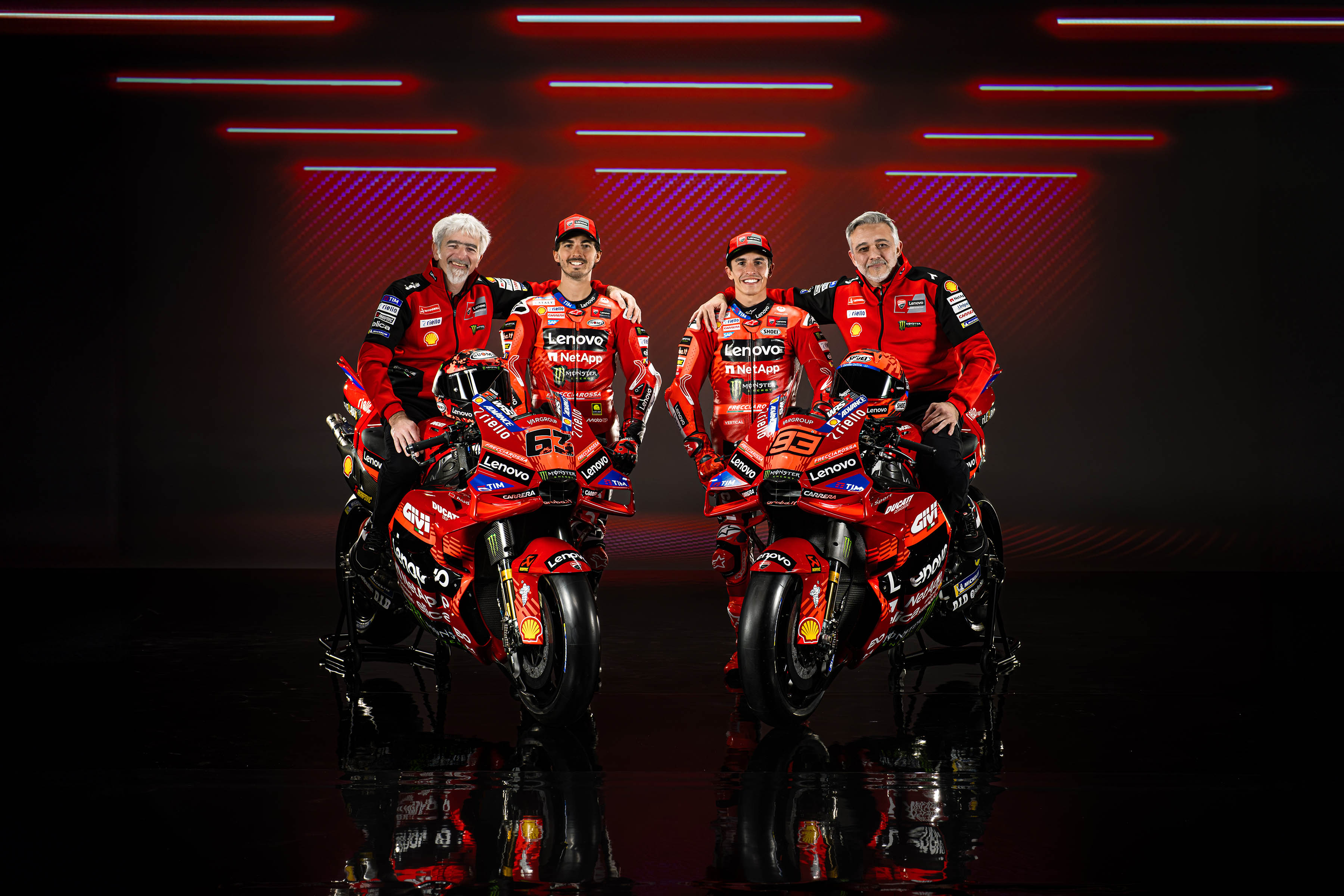 Grassilli, Bagnaia, Márquez and Dall'Igna, Ducati Lenovo Team, MotoGP