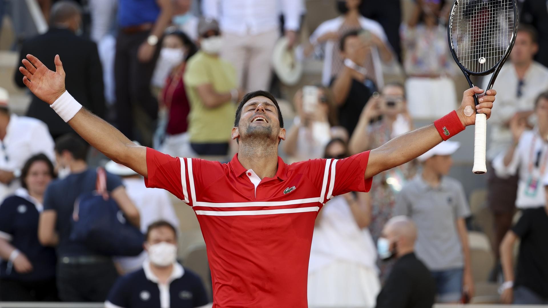 L'esultanza di Novak Djokovic al Roland Garros