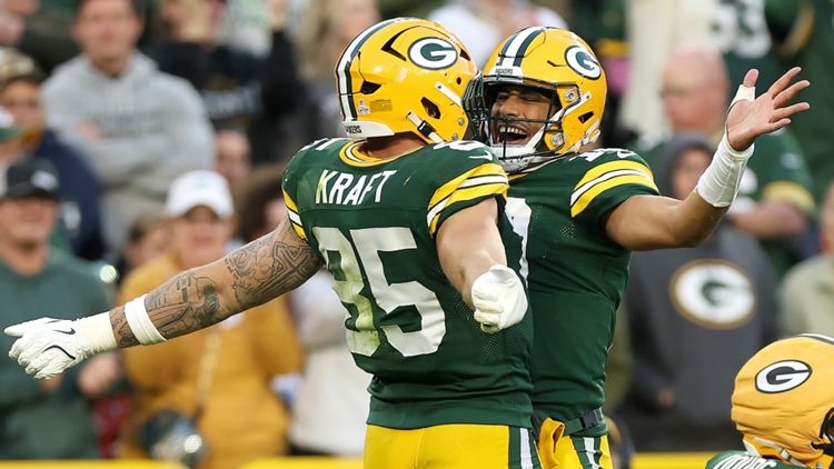 Tucker Kraft #85 Green Bay Packers Jordan Love #10 NFL 12102025