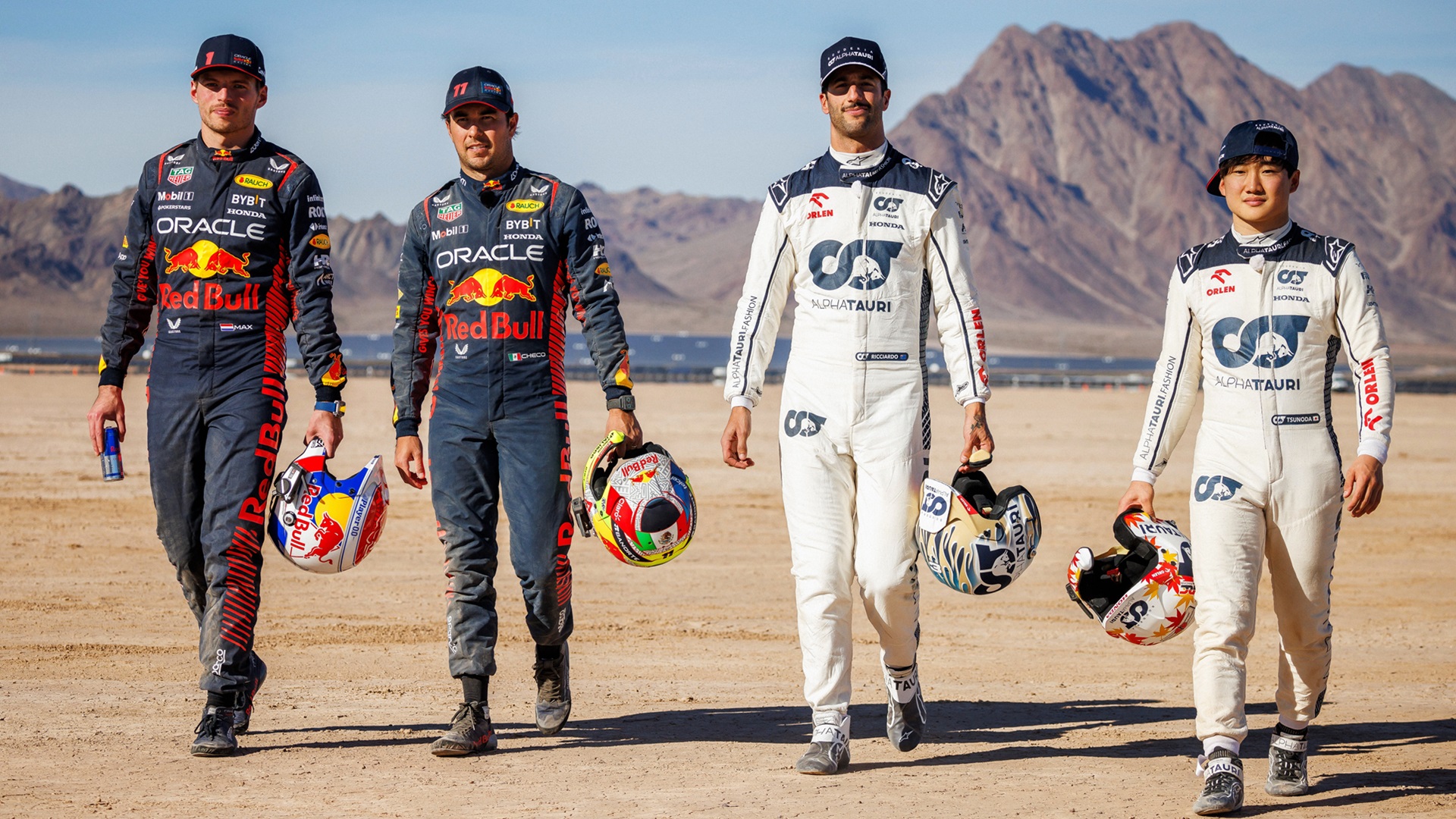 2023-12-07 Verstappen Perez Ricciardo Tsunoda Yuki F1 Formula 1