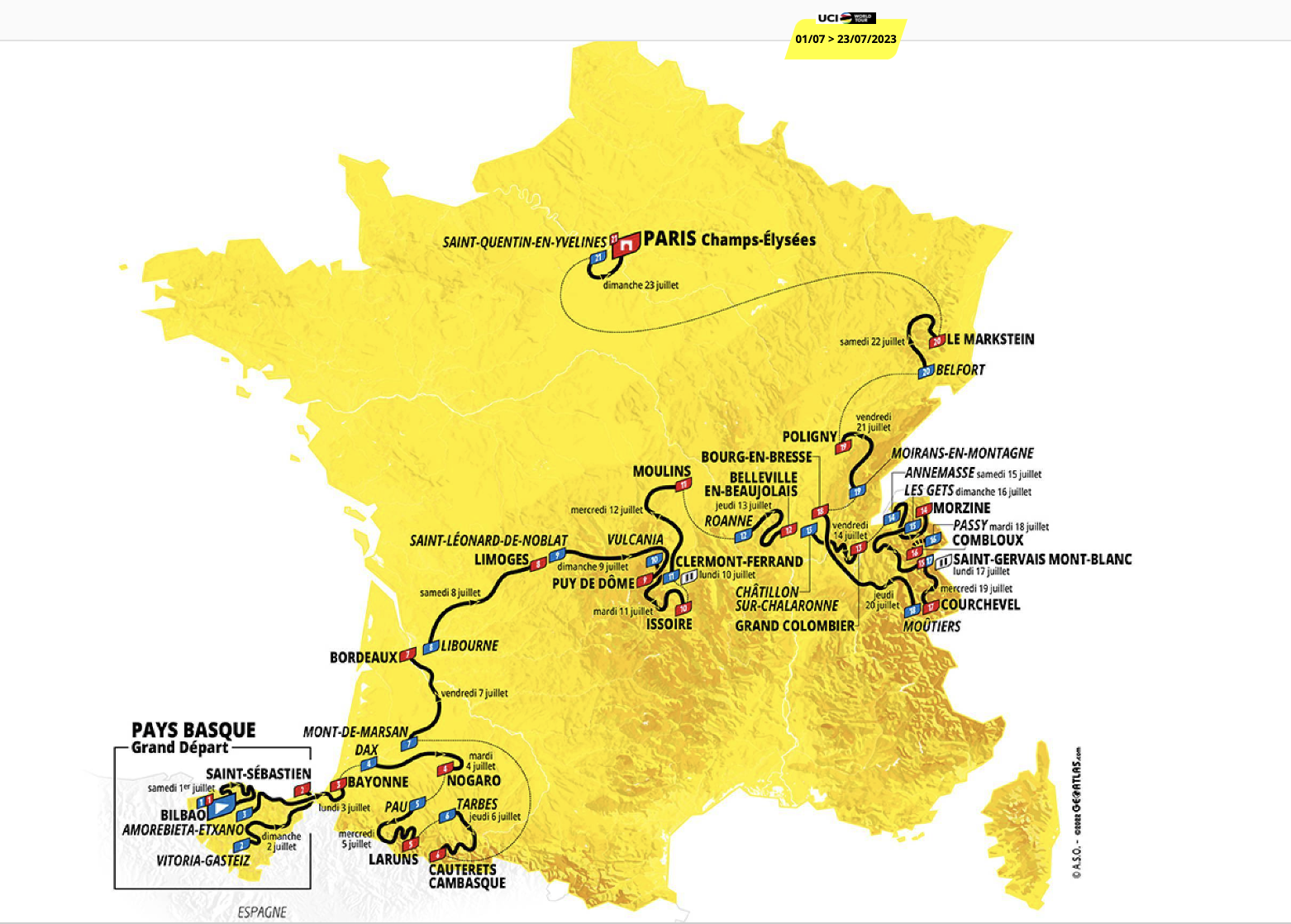 Tour de France Route 2023 Karte