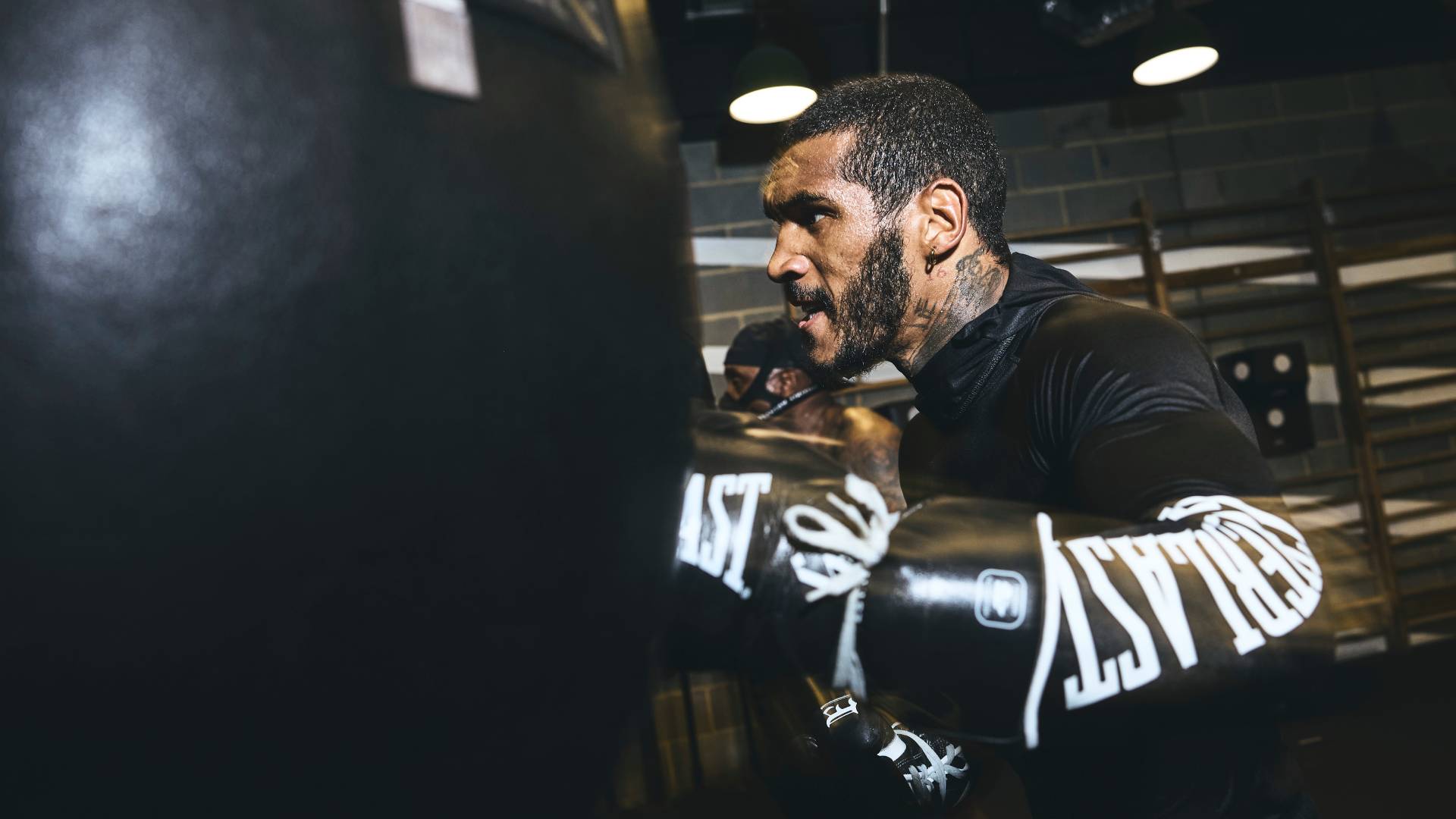 Conor Benn during a late night training session