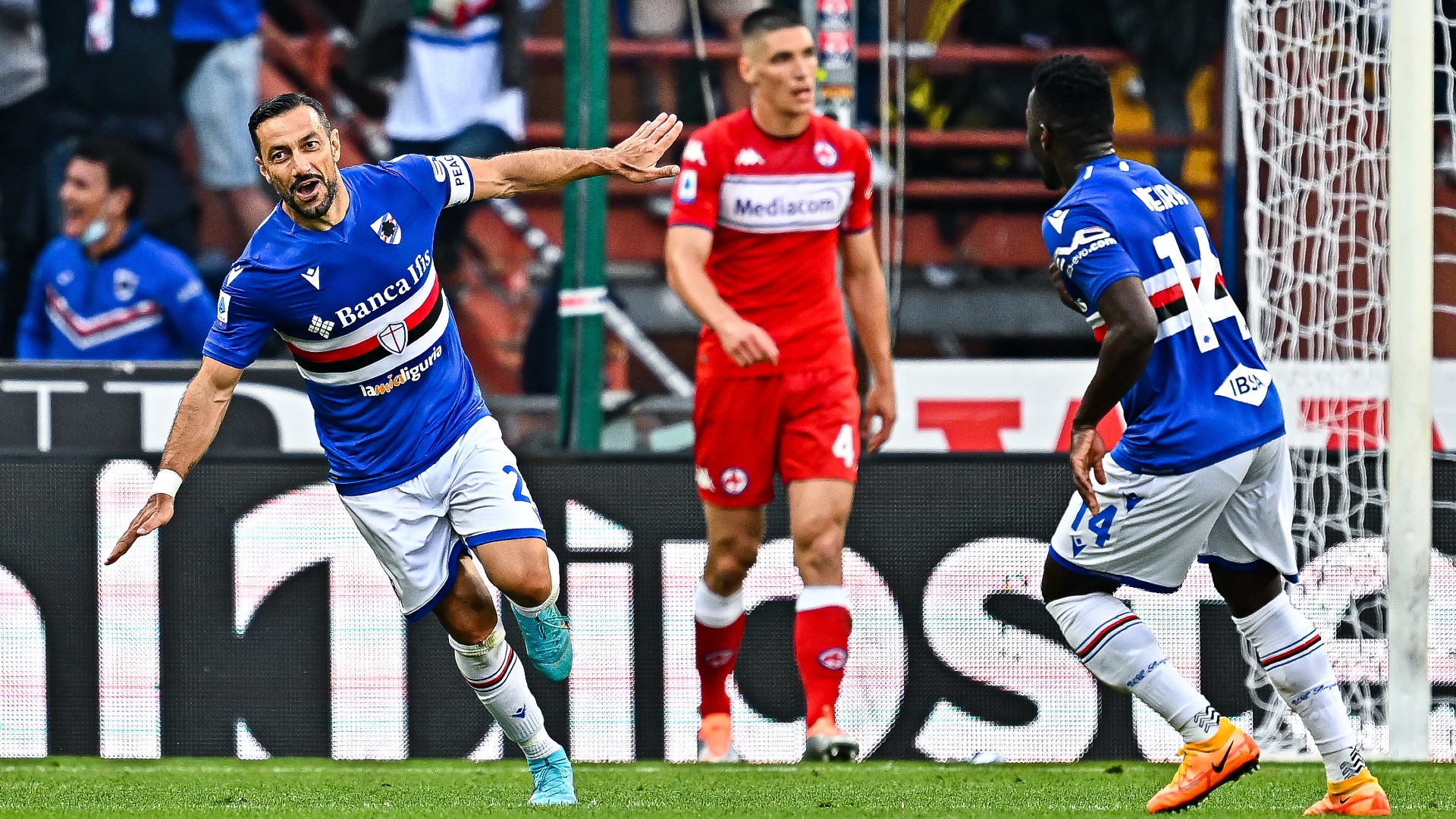Serie A 2021-22, Fabio Quagliarella a segno in Sampdoria-Fiorentina 4-1