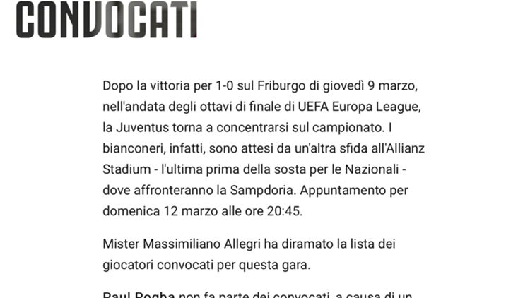 Comunicato Juve Pogba