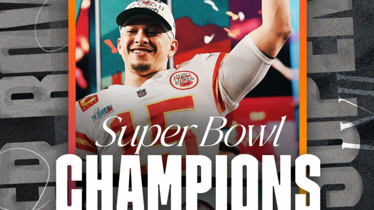 Grafica Kansas City Chiefs campioni Super Bowl 2023