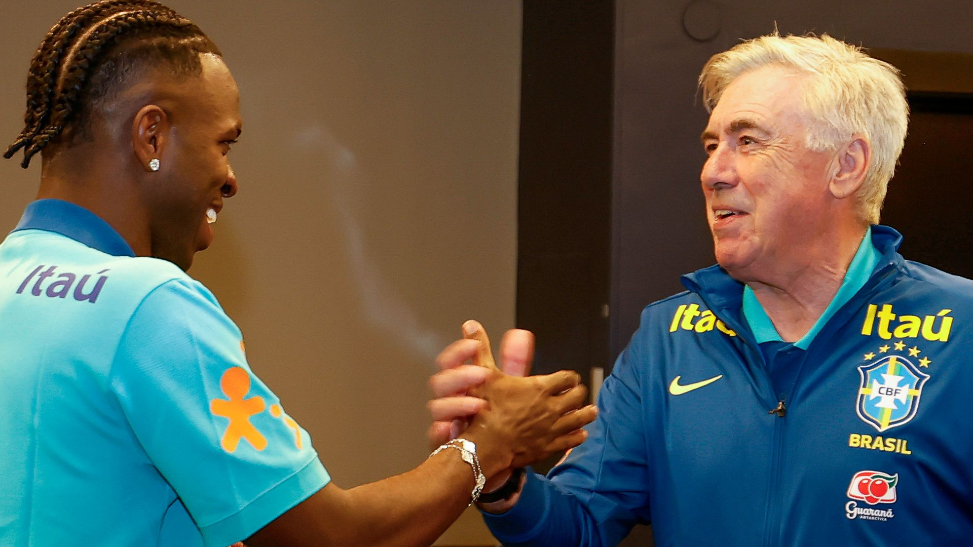 Ancelotti con Brasil y Vini