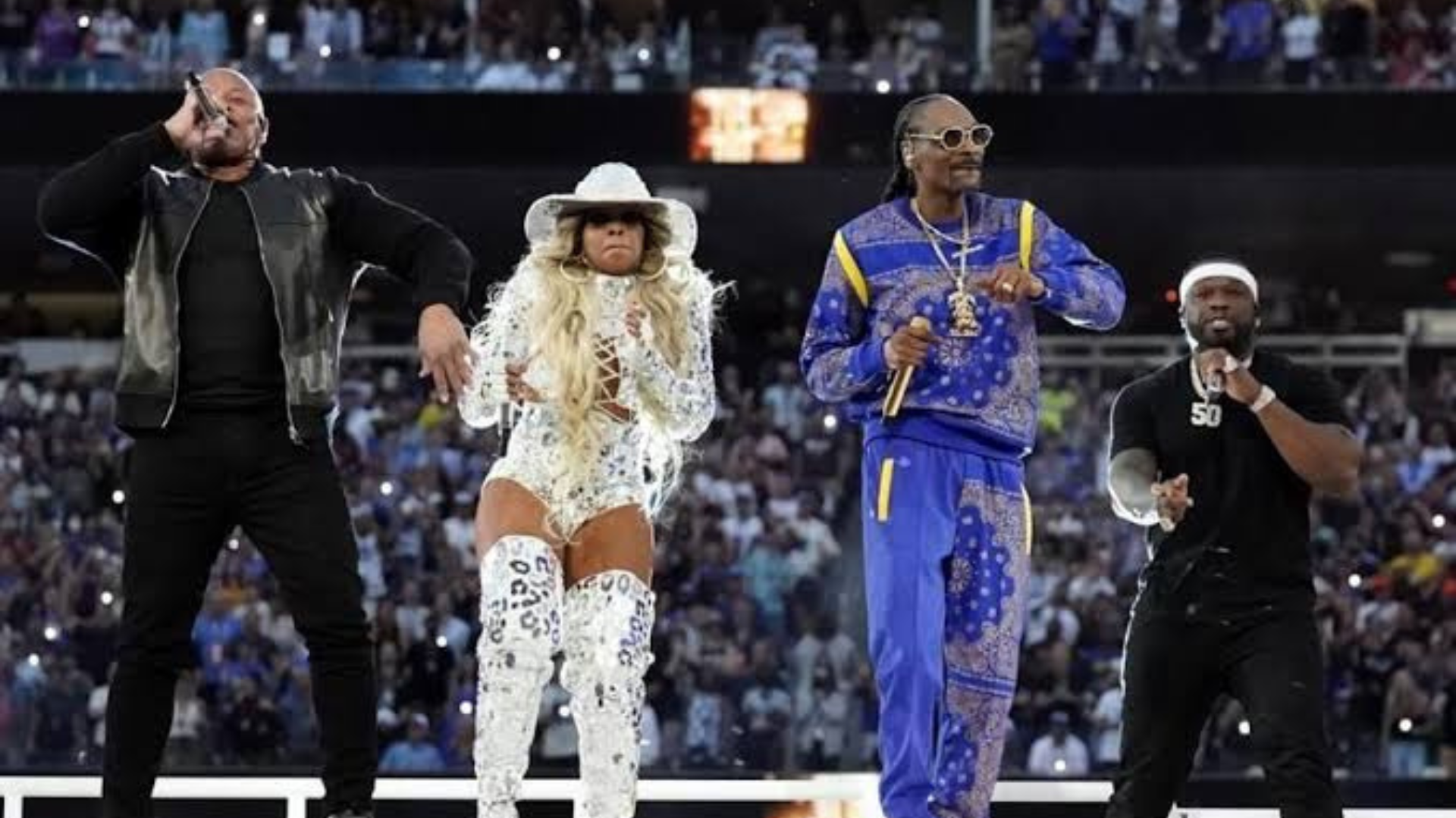 Dr Dre Mary J Blige Snoop Dogg 50 cent Super Bowl halftime Show