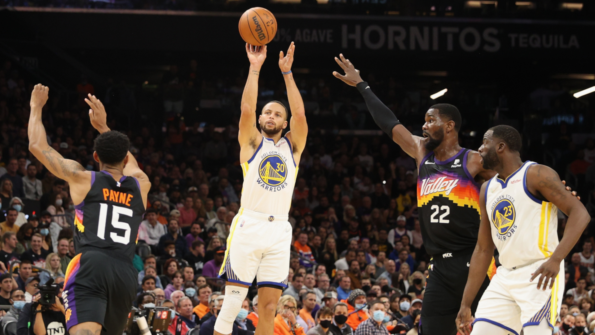 Cameron Payne Stephen Curry Deandre Ayton Draymond Green Phoenix Suns Golden State Warriors NBA 30112021