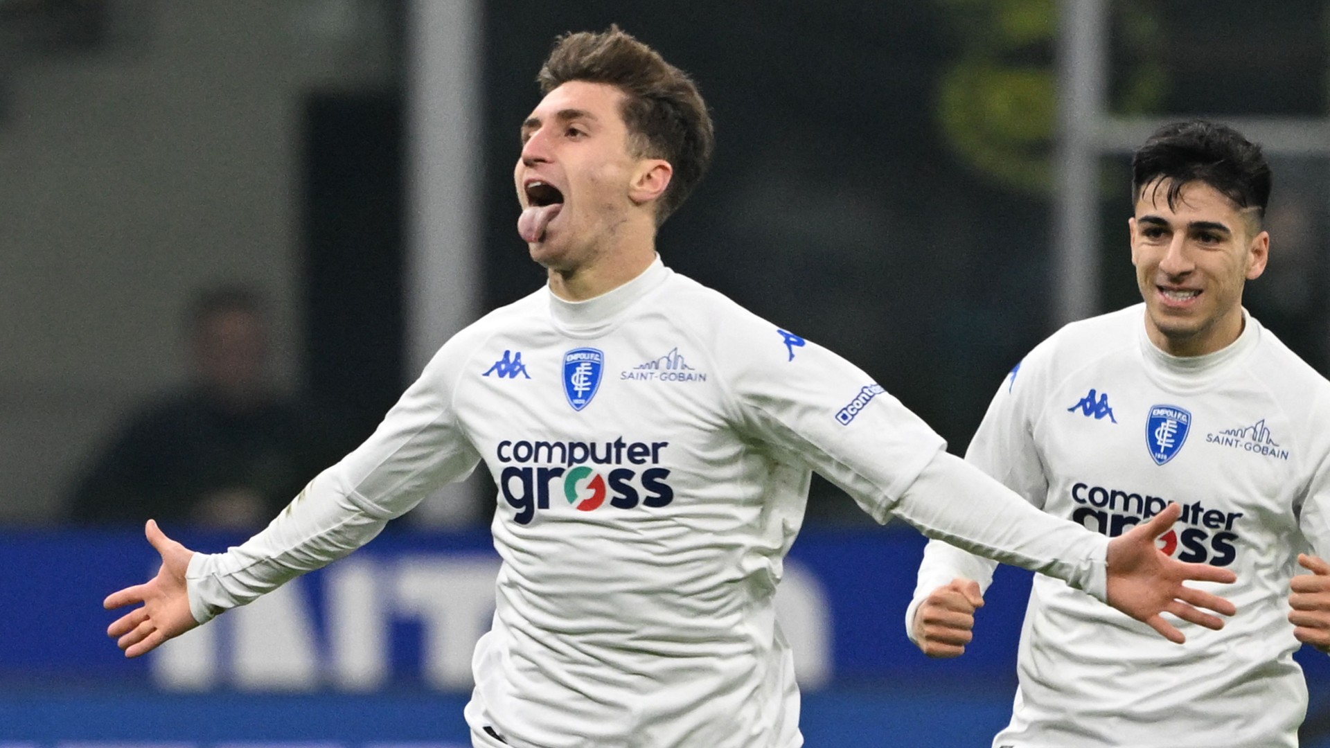 Tommaso Baldanzi dell'Empoli dopo il gol all'Inter in Serie A