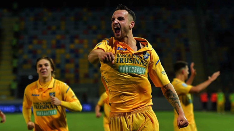 Federico Gatti, esultanza, gol Frosinone, Serie B 2021-2022, DAZN Italia