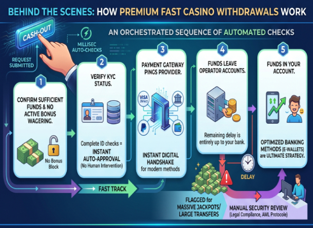 How fast withdrawal casinos work infographic