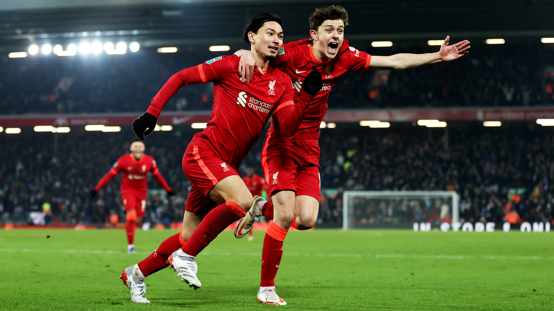 Takumi Minamino, Liverpool vs Leicester, Carabao Cup, 22 diciembre 2021