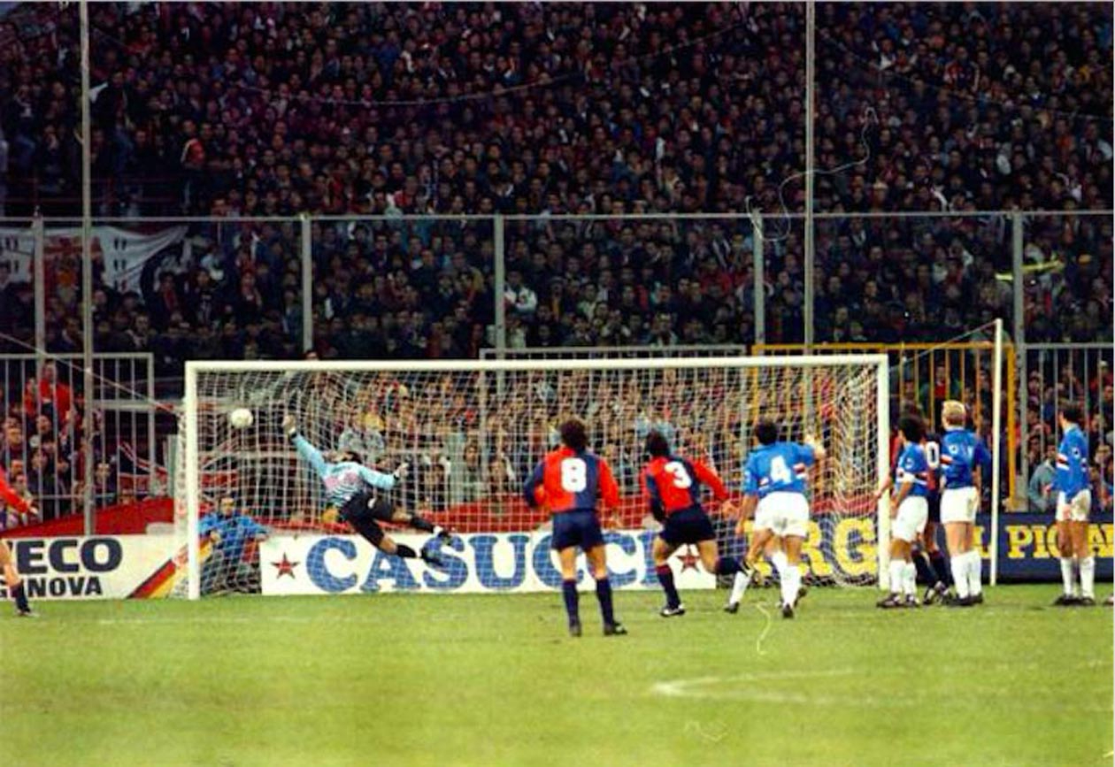 Gol punizione Branco Genoa Sampdoria cartolina