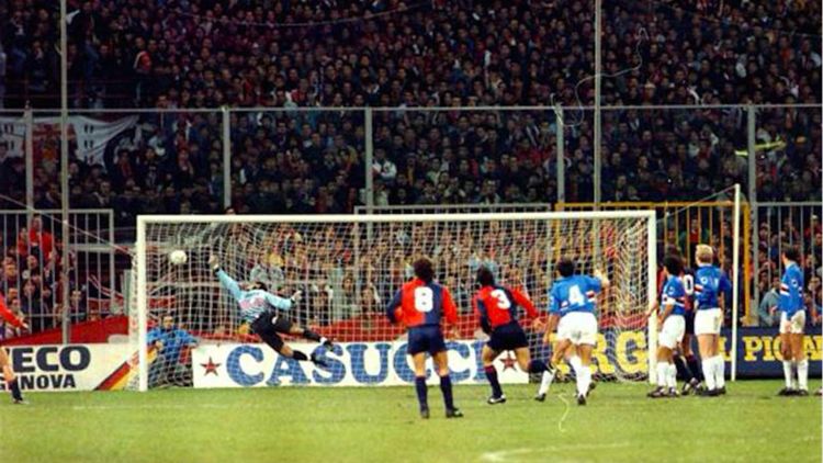 Gol punizione Branco Genoa Sampdoria cartolina