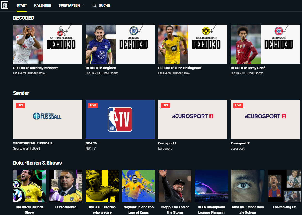 DAZN App Sender Reiter 02122021