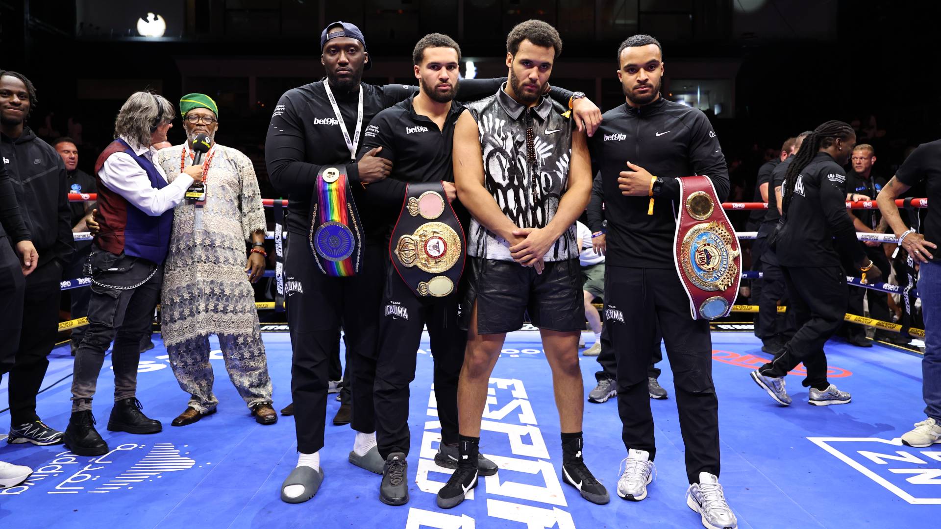 Moses Itauma with team after Dillian Whyte win_16082025
