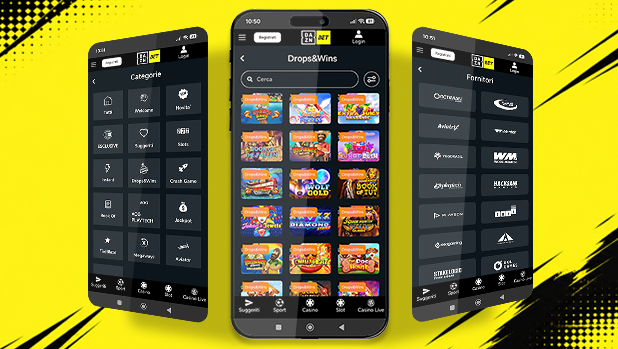 App mobile DAZN Bet con sezione slot