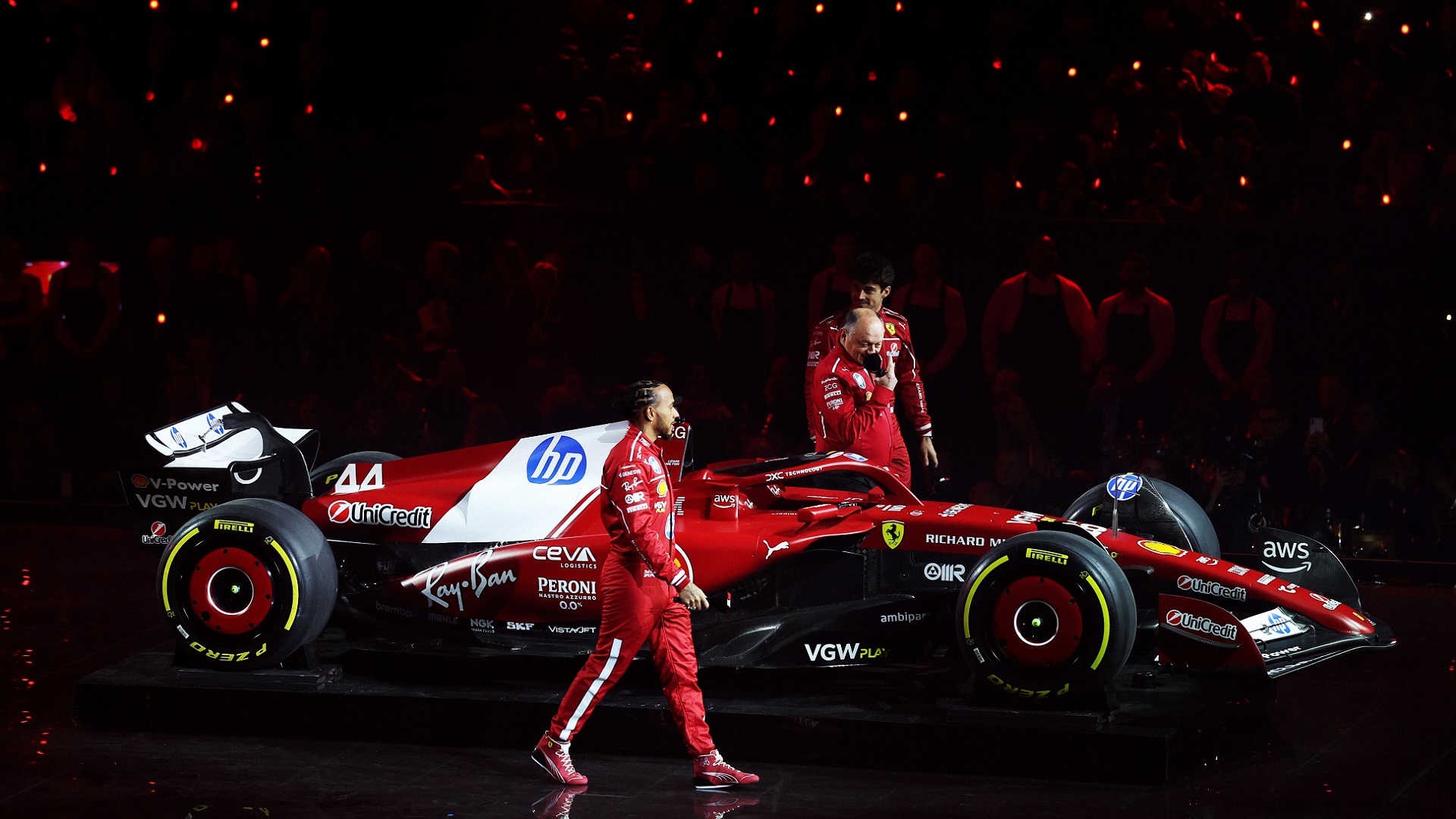 2025-02-18 Hamilton Leclerc Frederic Vasseur Ferrari F1 Formula 1