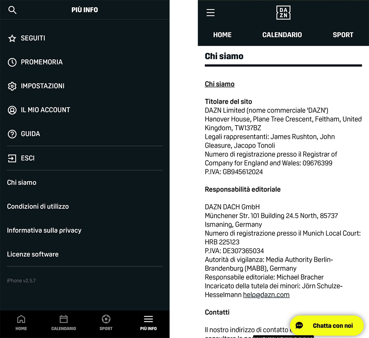 Come parlare con un operatore DAZN da mobile e tablet