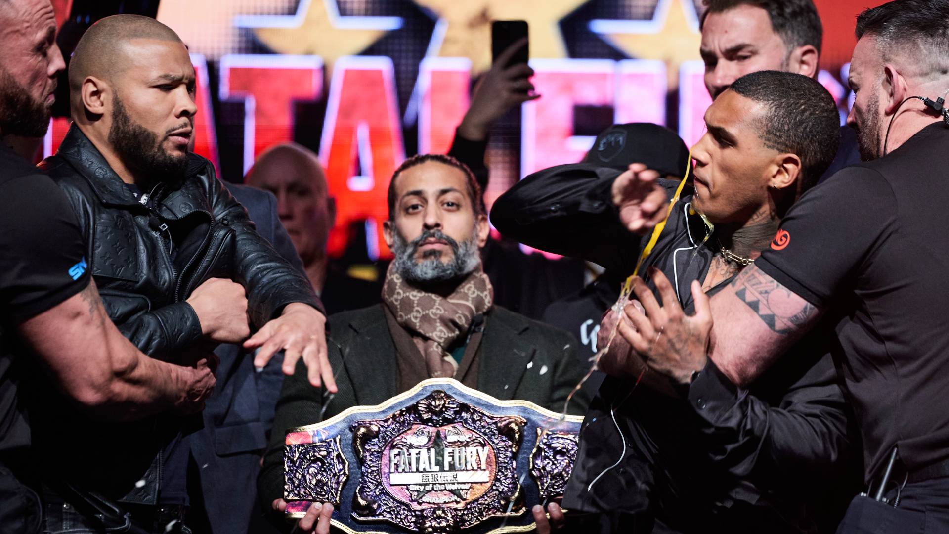 Chris Eubank Jr hits Conor Benn with an egg