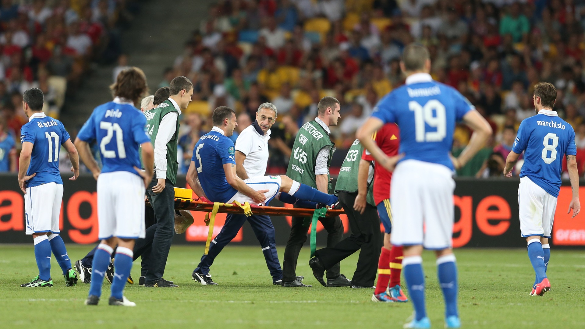 L'infortunio di Motta nella finale di Euro 2012