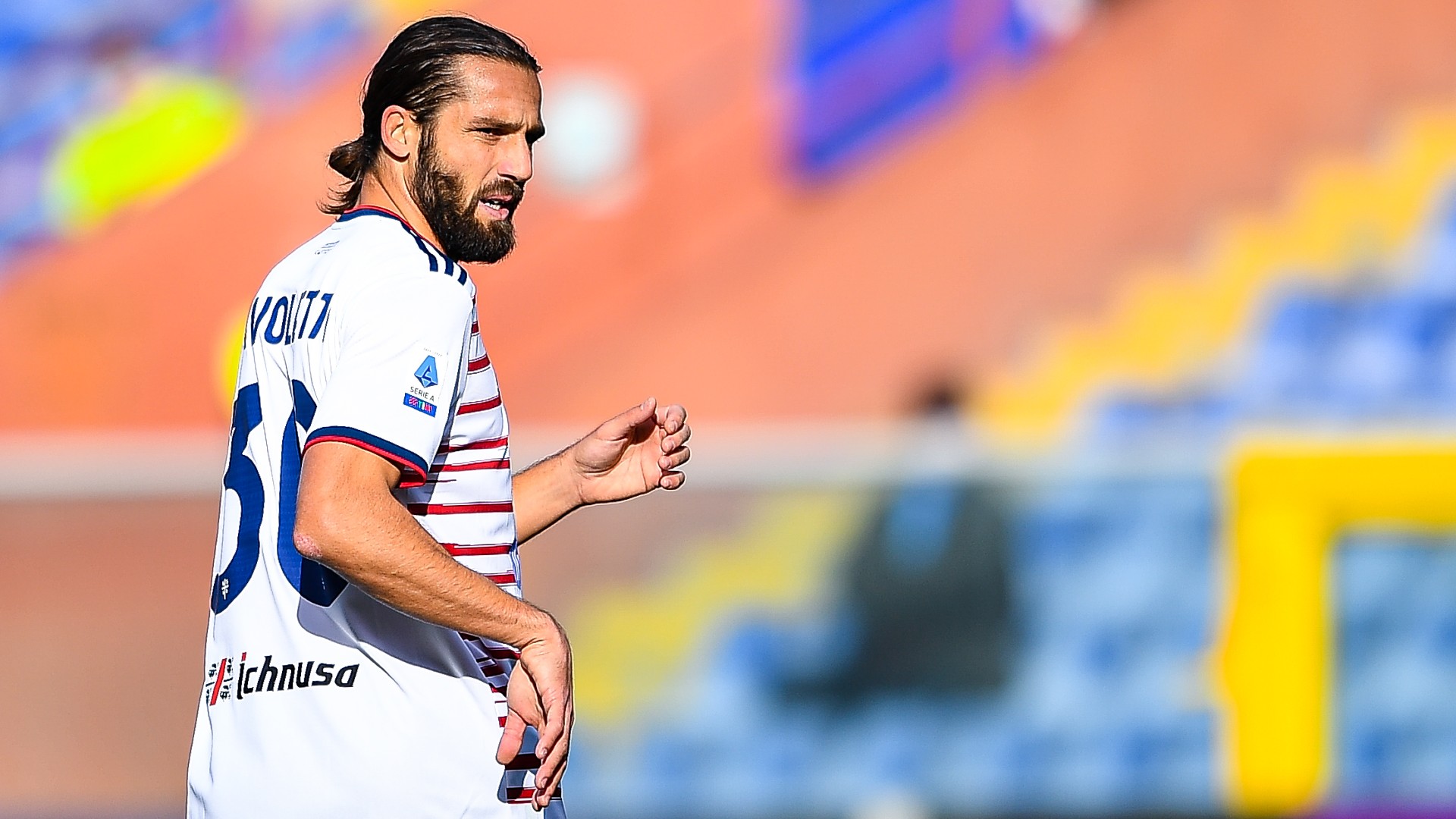 Leonardo Pavoletti of Cagliari looks on during the Serie A match between UC Sampdoria and Cagliari Calcio at Stadio Luigi Ferraris on January 6, 2022 in Genoa, Italy.