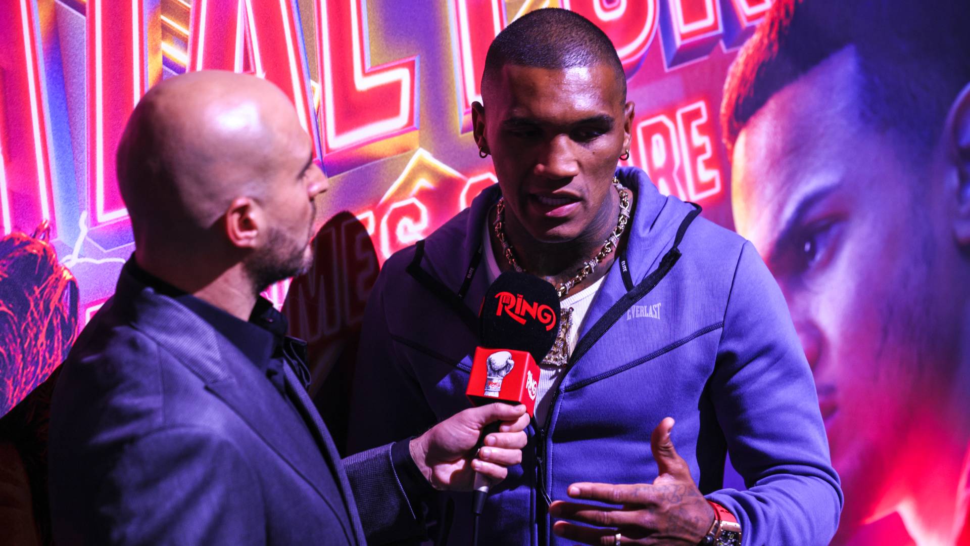 Conor Benn speaking to The Ring at Times Square weigh-in_01052025