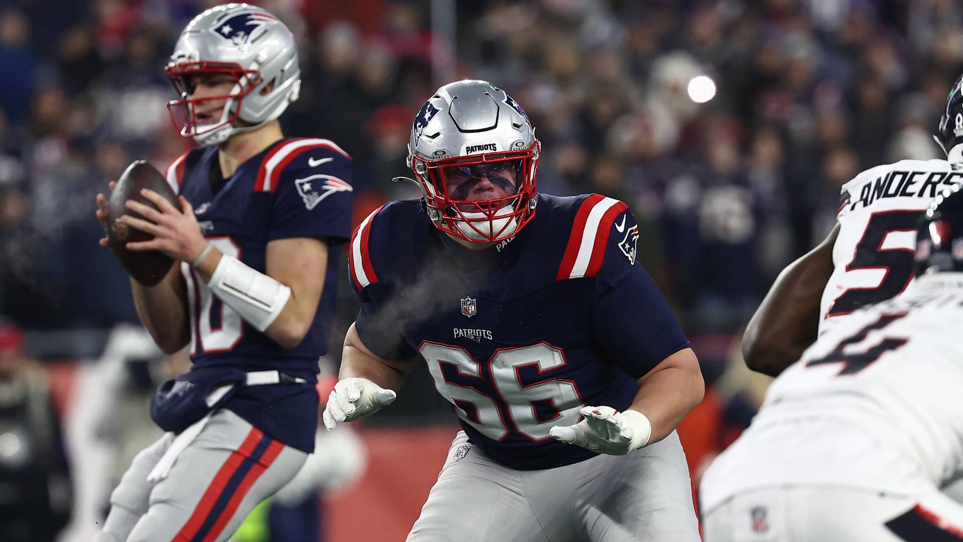 Drake Maye and Will Campbell vs Texans_January2026