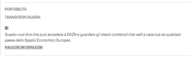 Portabilità trasfrontaliera, DAZN Italia