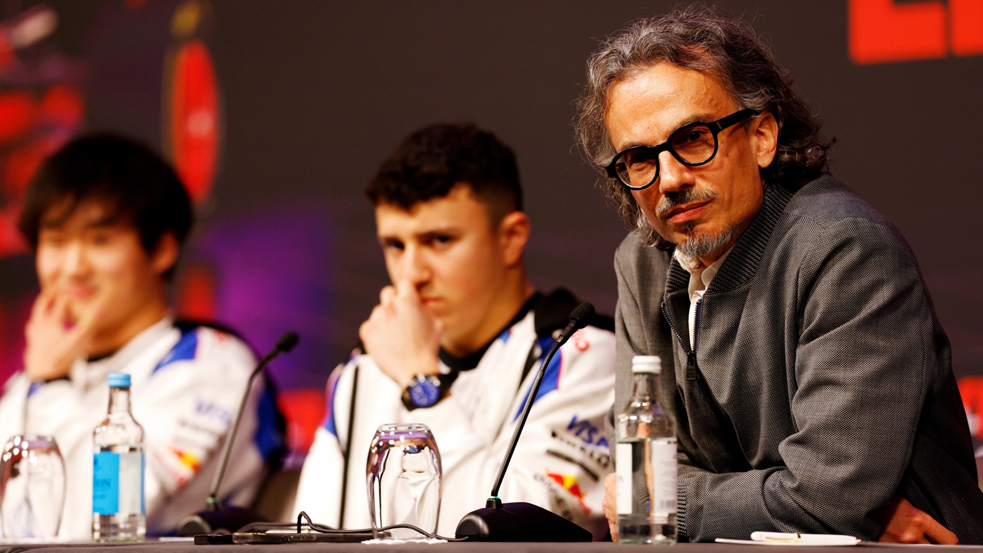 2025-02-18 Mekies Tsunoda Yuki Isack Hadjar VCARB Racing Bulls F1 Formula 1