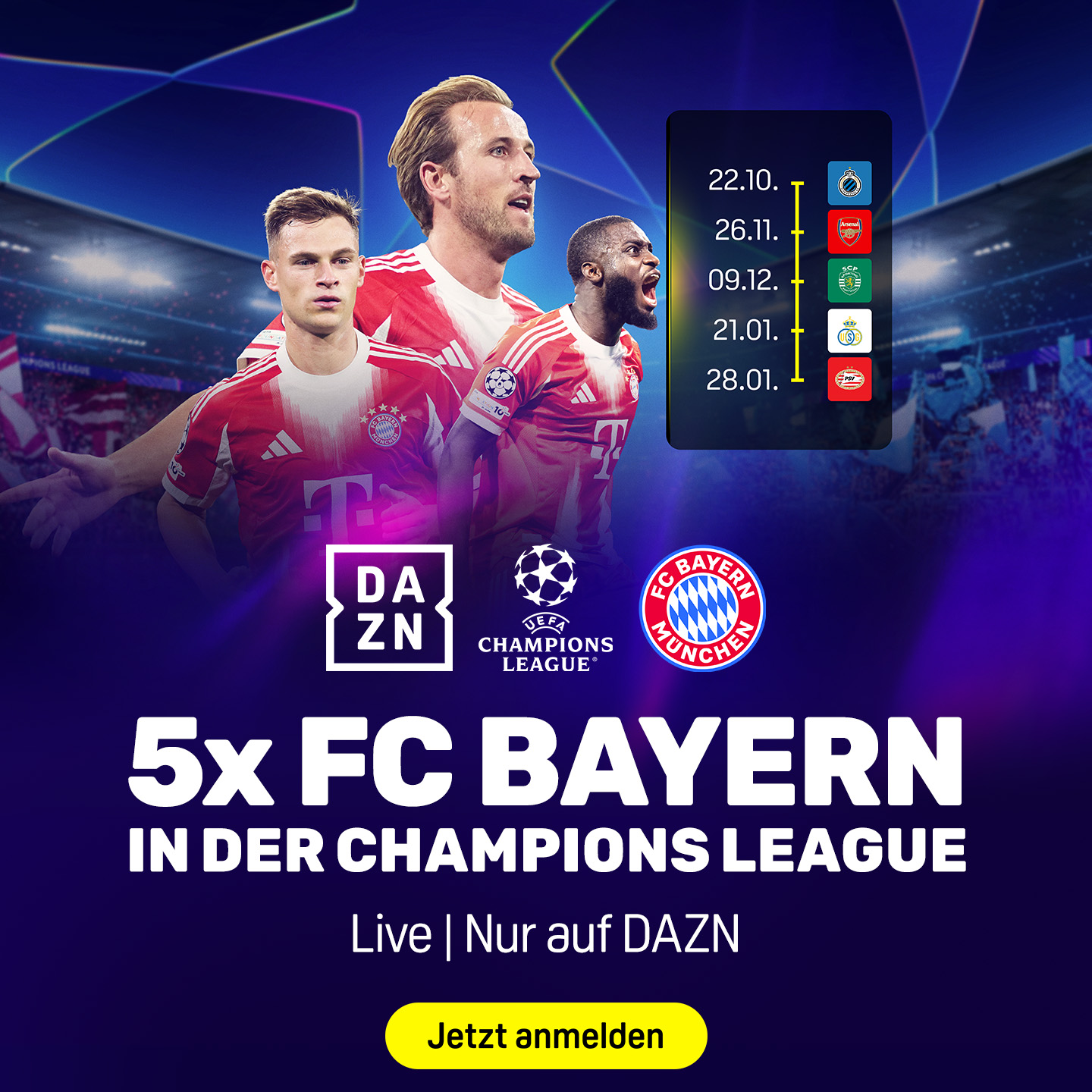 Banner 5x Bayern Champions League UCL MD3
