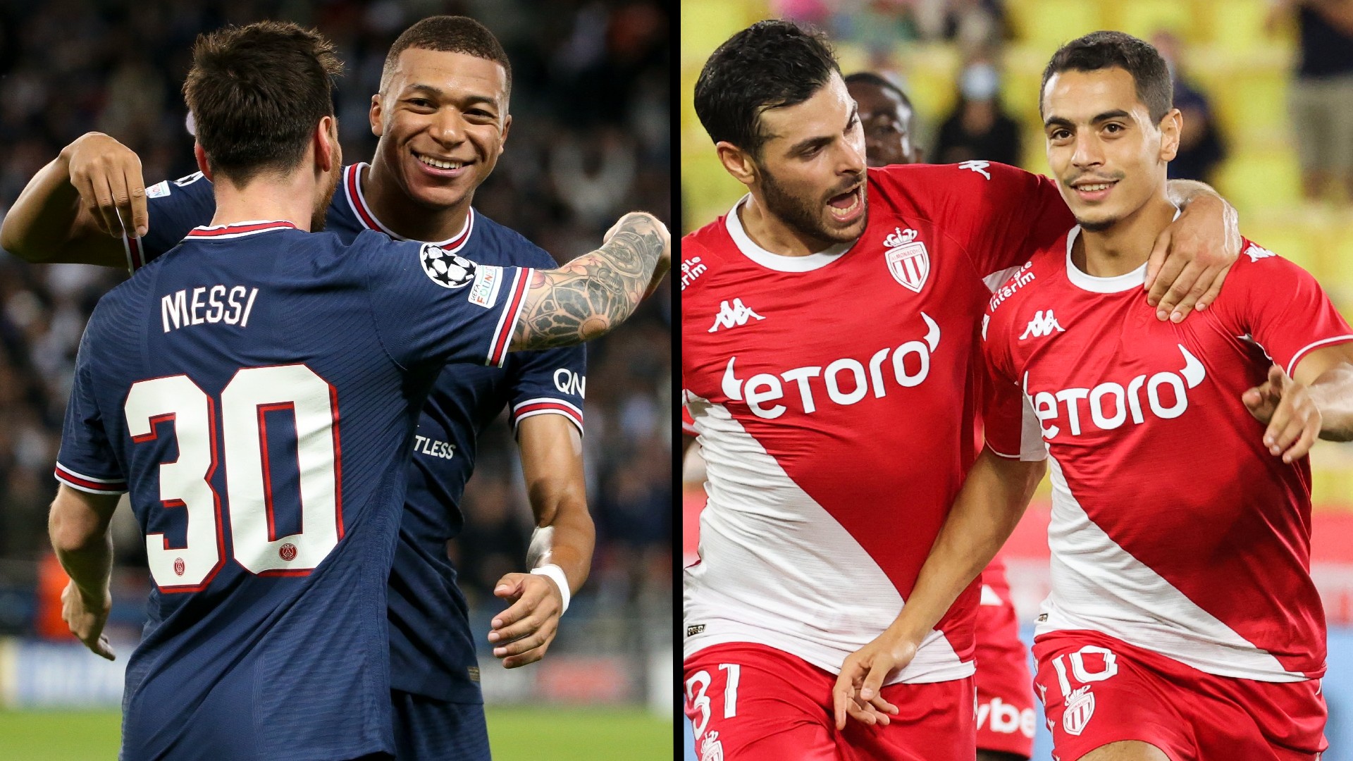 Kylian Mbappe Lionel Messi Kevin Volland Wissam Ben Yedder PSG AS Monaco 22092021