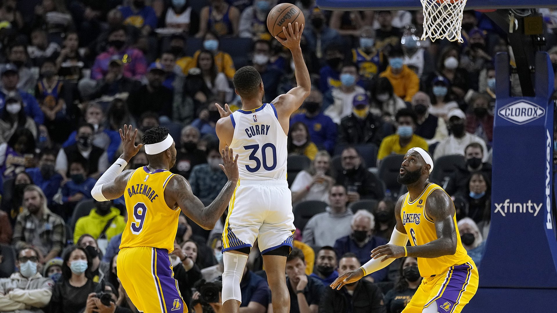 Los Angeles Lakers Golden State Warriors NBA Stephen Curry LeBron James Kent Bazemore