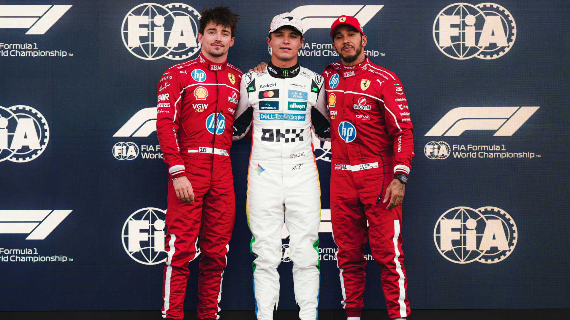 Lando Norris Lewis Hamilton Charles Leclerc México 2025