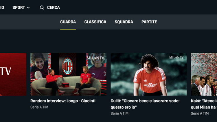 Milan TV sull'app DAZN