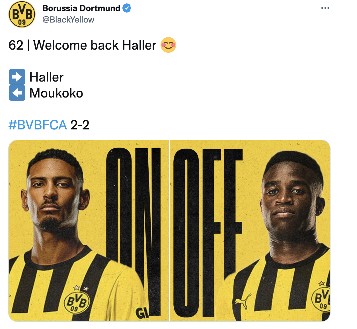 Sebastien Haller ritorno in campo Borussia Dortmund