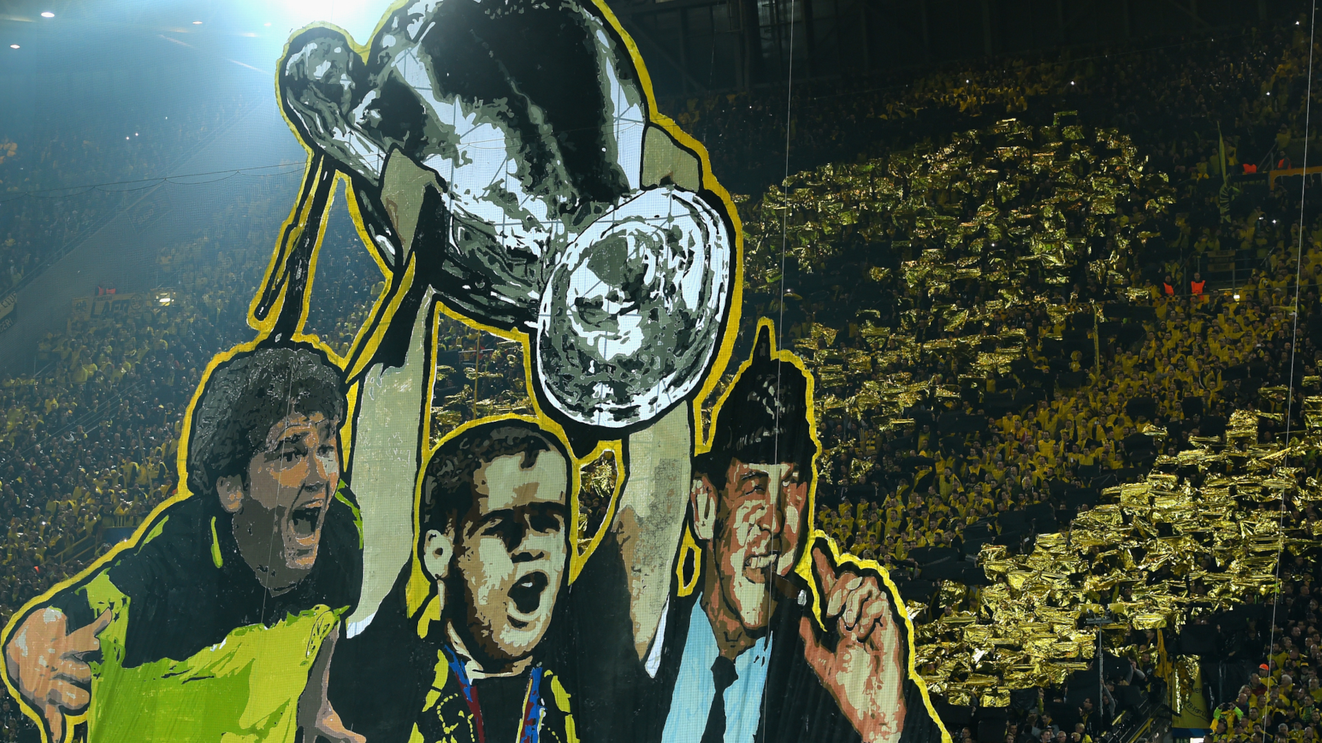 Borussia Dortmund Champions League Sieger 1997 Karl-Heinz Riedle Lars Ricken Ottmar Hitzfeld Südtribüne