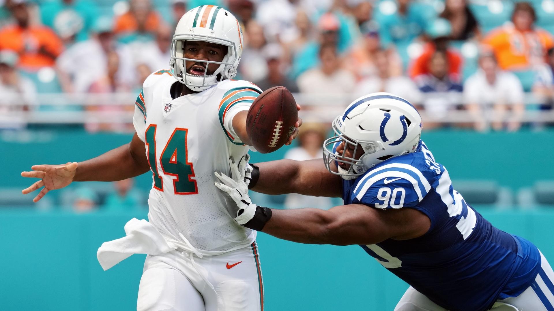 Un tentativo di placcaggio nel football americano