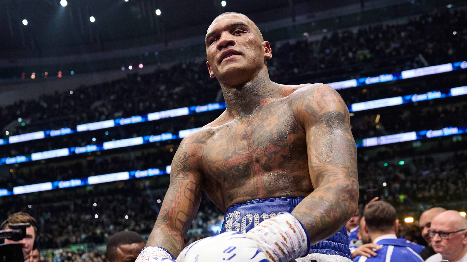 Conor Benn celebrating Chris Eubank Jr win_15112025