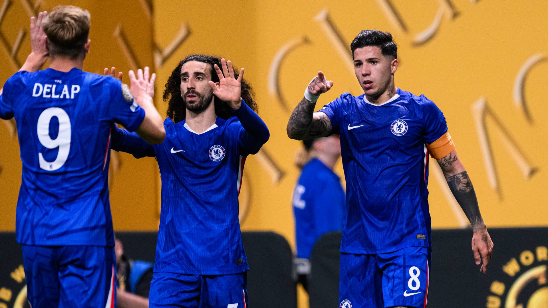Chelsea's Enzo Fernández celebrates his goal against LAFC